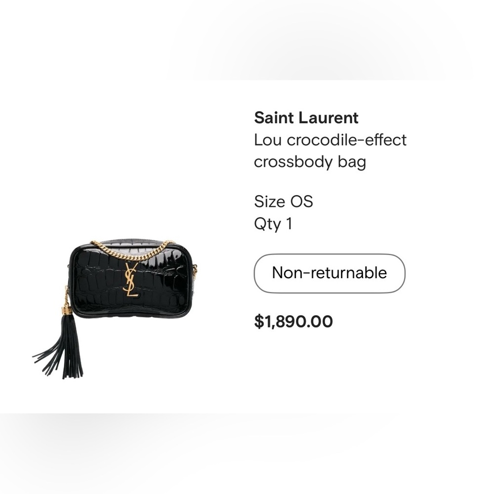 Saint Laurent Black Croc-Embossed Crossbody Bag